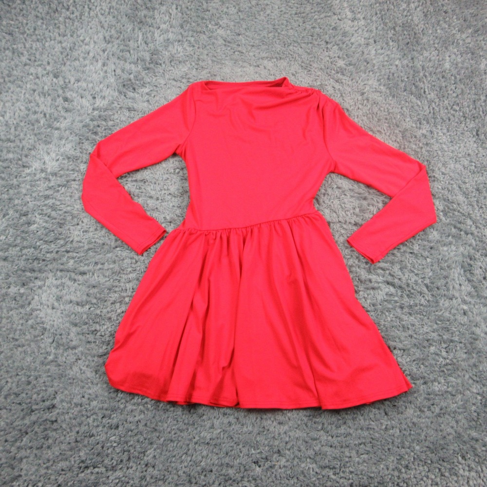 HYZ Red Long Sleeve Skater Dress Lace Up Back Fit & Flare Mini M NWOT